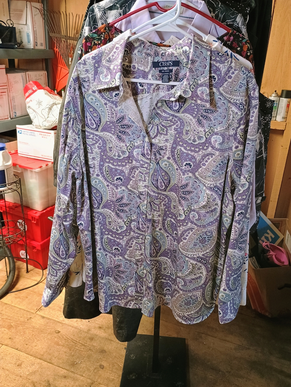 Chaps Men's Purple Paisley Button-Up Shirt Bin 5